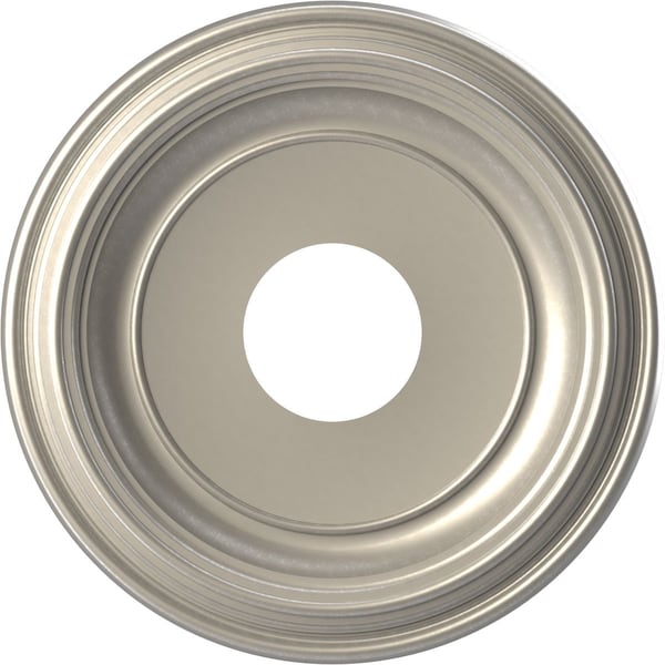 Ekena Millwork Traditional PVC Medallion (Canopies up to 7 1/2"), 13"OD x 3 1/2"ID x 1 1/4"P, Bright Coat Aluminum CMP13TRBAL - main